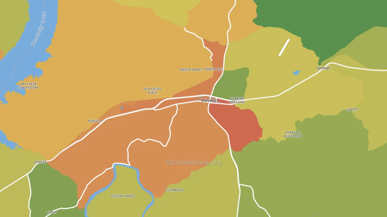 37185, TN Map of Drug-Related Crime Rates
