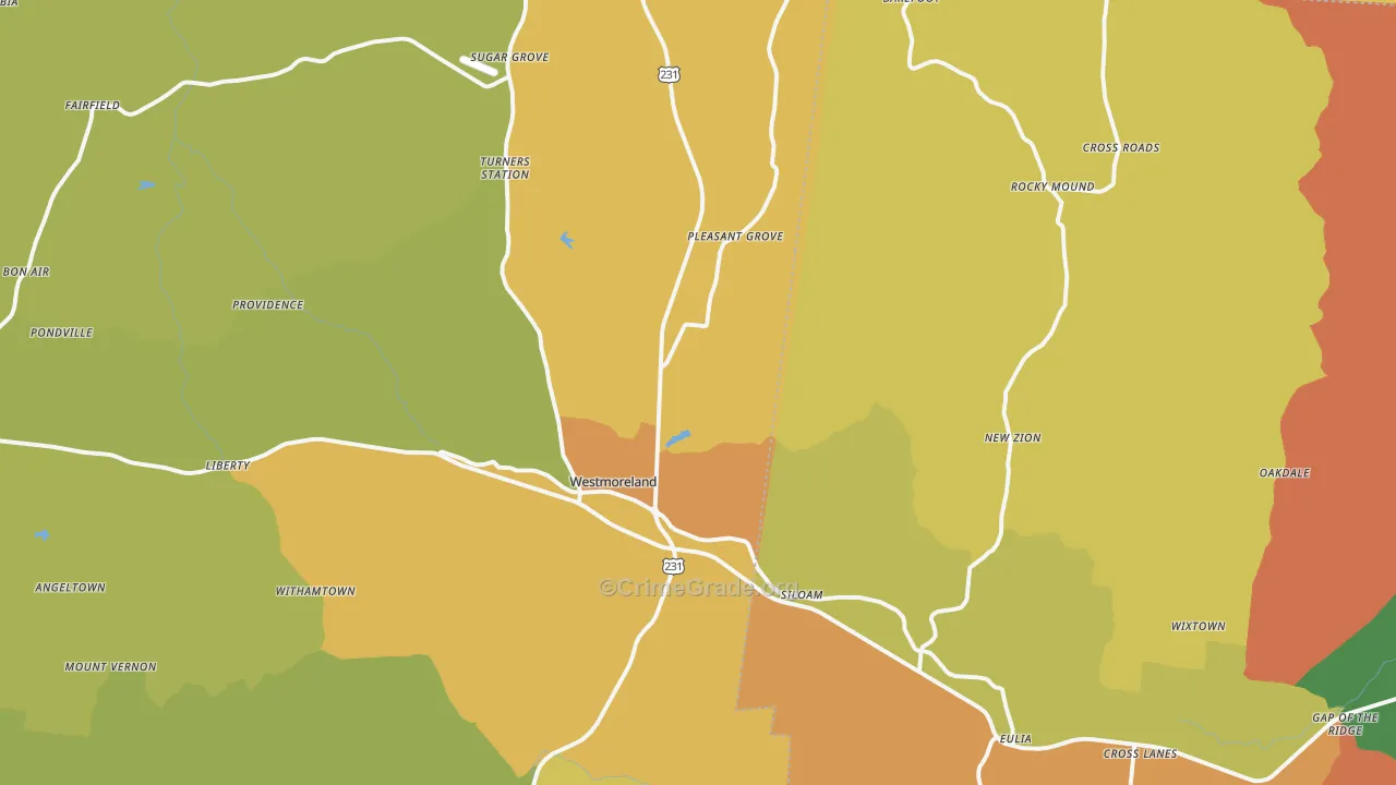 37186, TN Map of Drug-Related Crime Rates