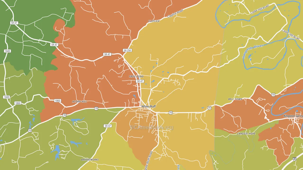 37187, TN Map of Drug-Related Crime Rates