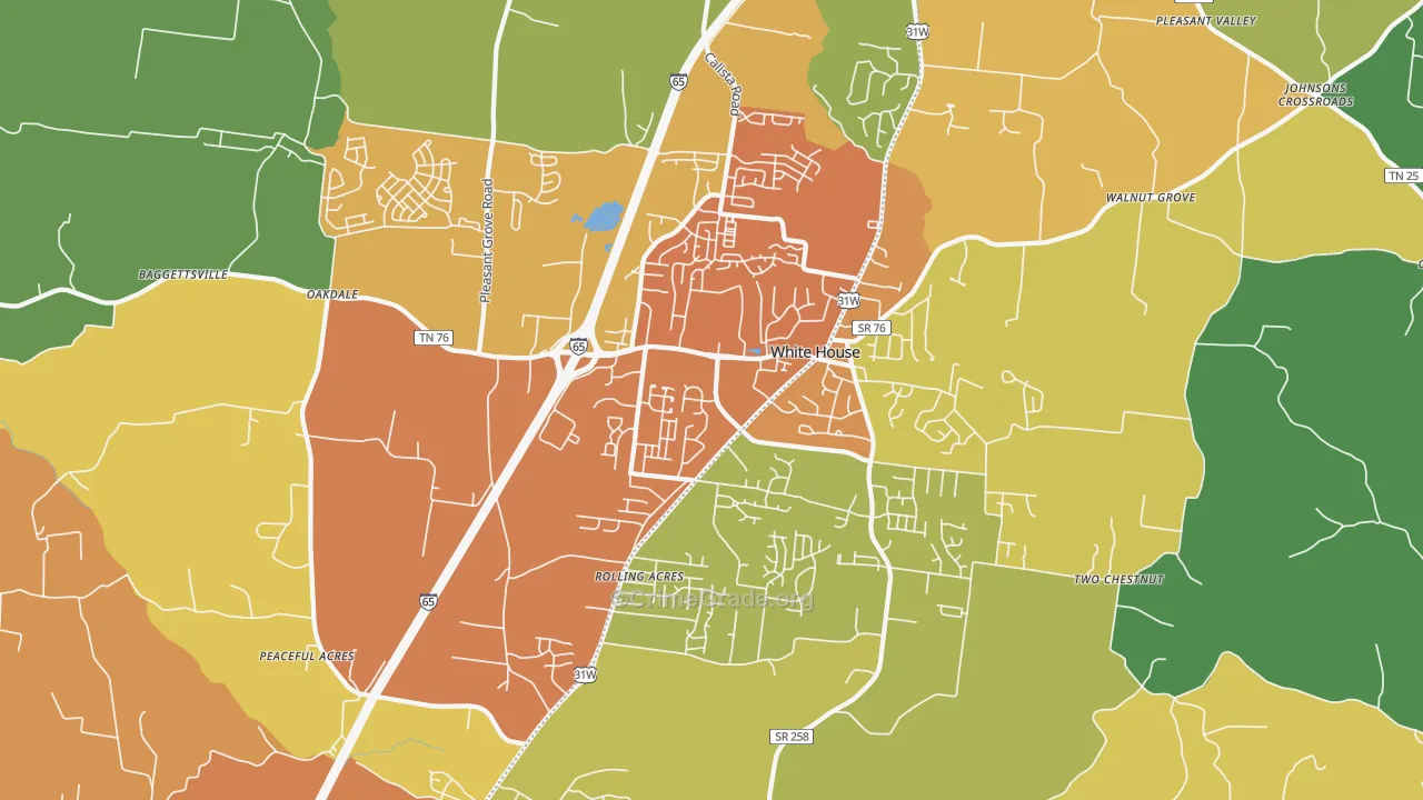 37188, TN Map of Drug-Related Crime Rates
