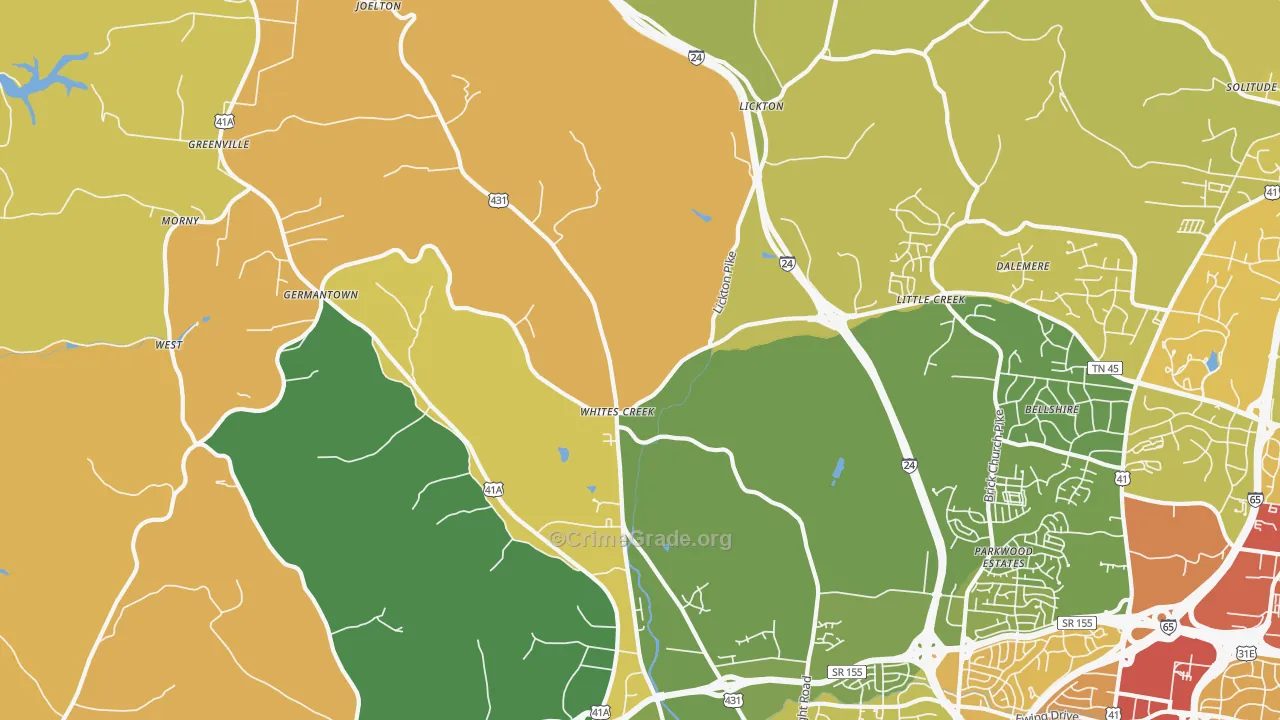 37189, TN Map of Drug-Related Crime Rates
