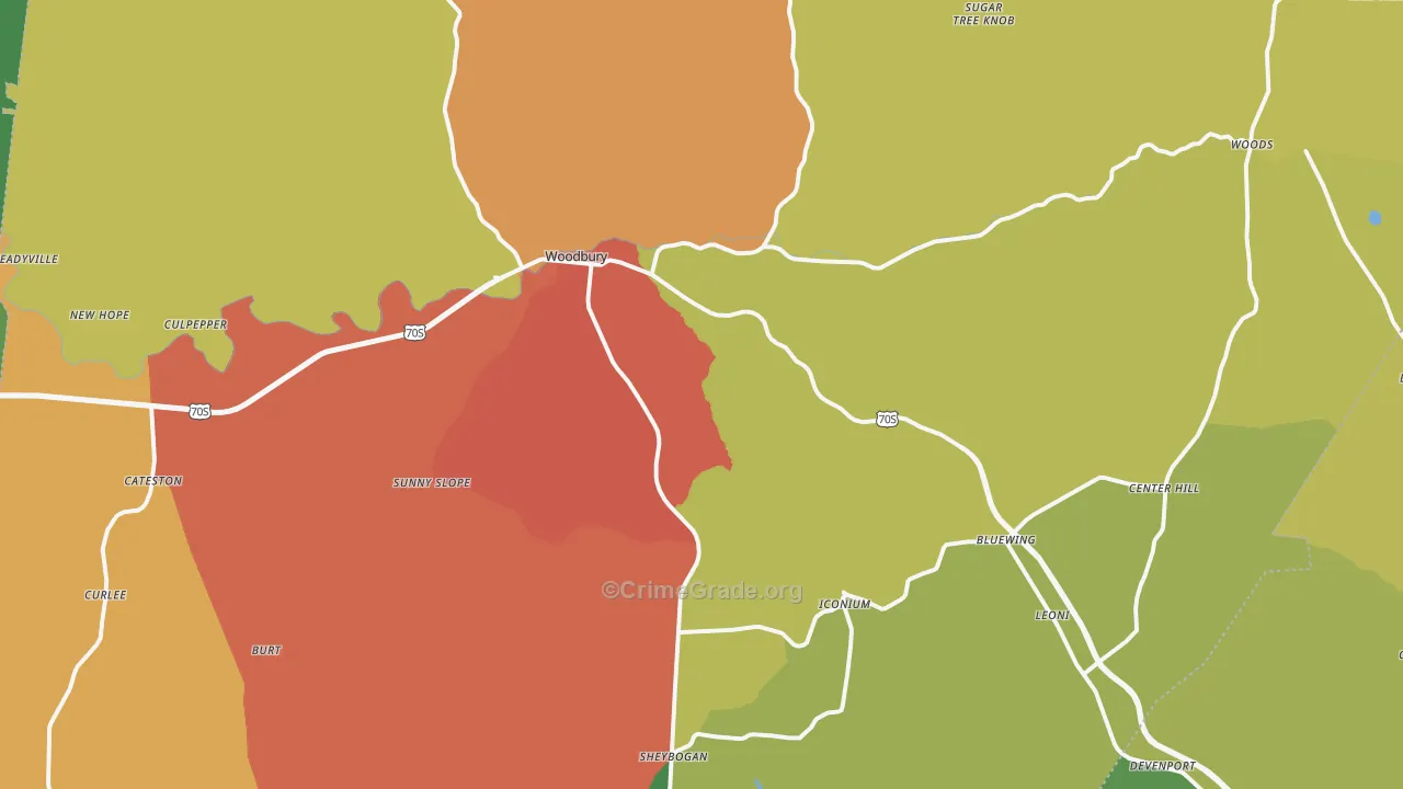 37190, TN Map of Drug-Related Crime Rates