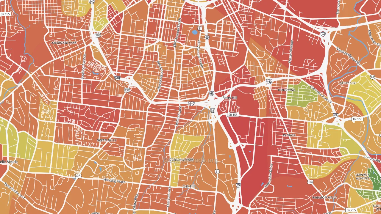 37204, TN Map of Drug-Related Crime Rates