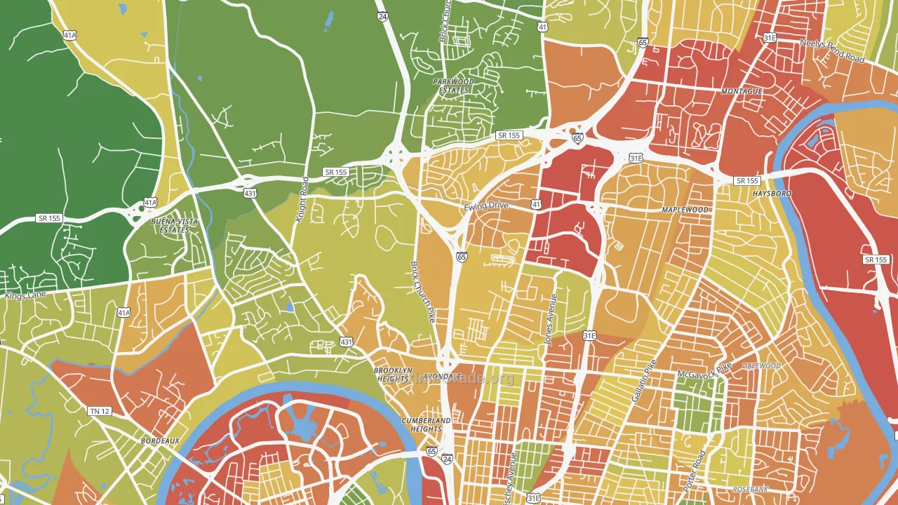 37207, TN Map of Drug-Related Crime Rates