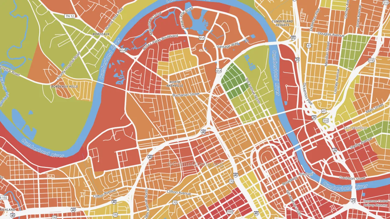 37208, TN Map of Drug-Related Crime Rates