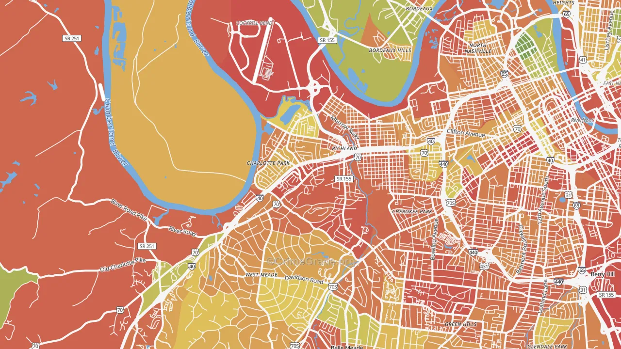37209, TN Map of Drug-Related Crime Rates