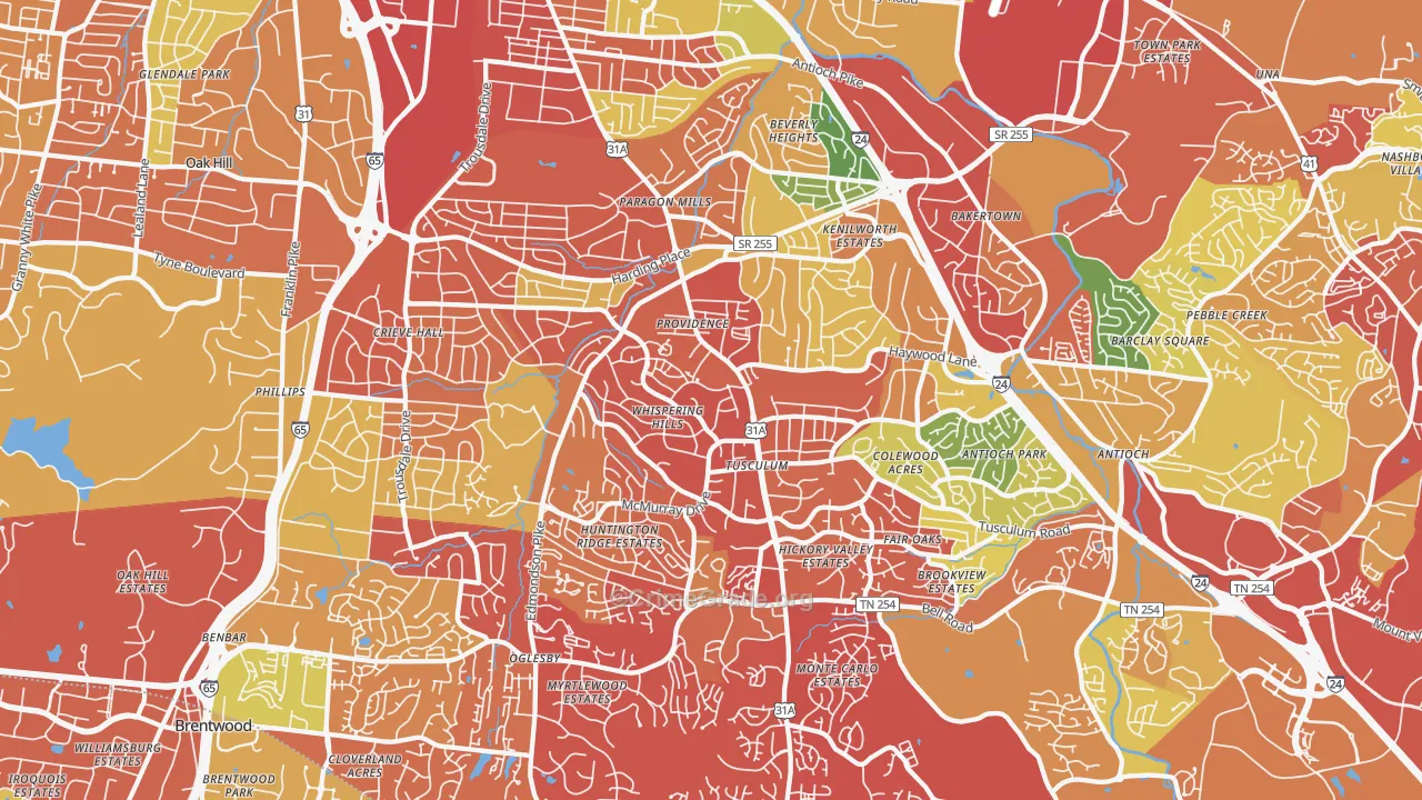 37211, TN Map of Drug-Related Crime Rates