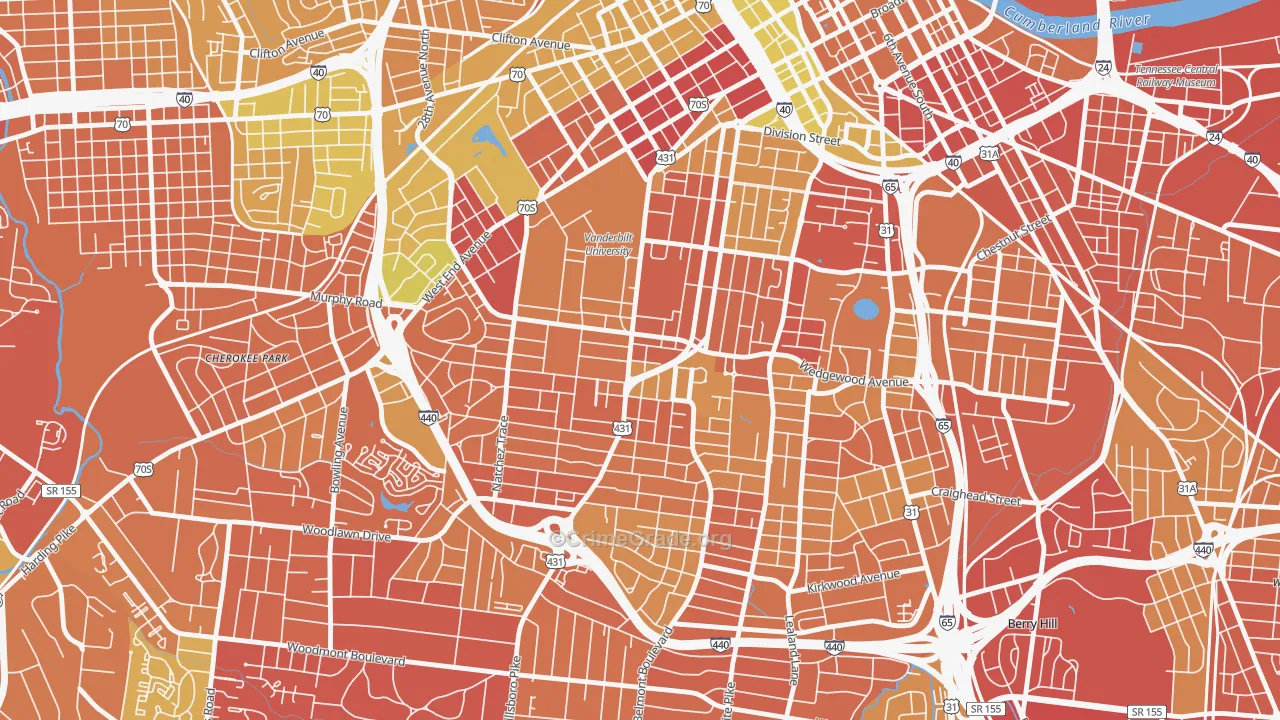 37212, TN Map of Drug-Related Crime Rates