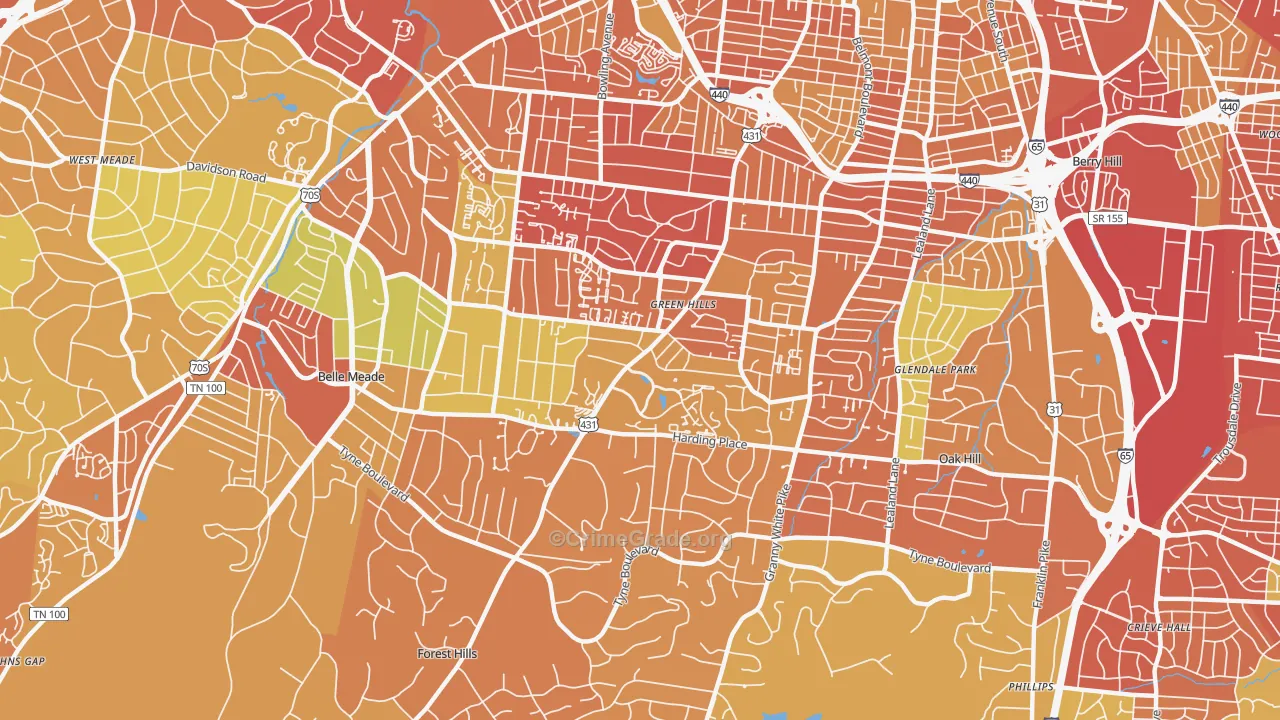 37215, TN Map of Drug-Related Crime Rates