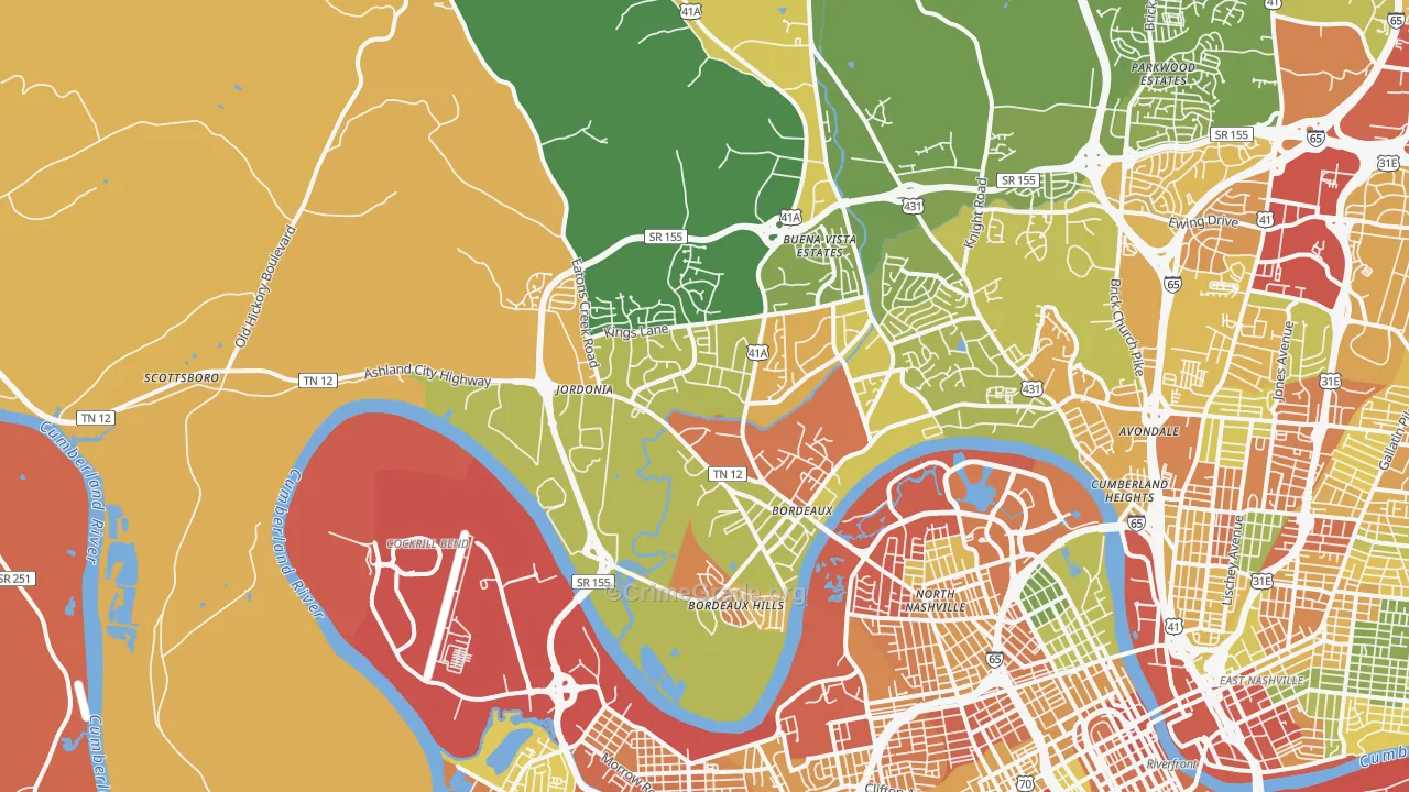 37218, TN Map of Drug-Related Crime Rates