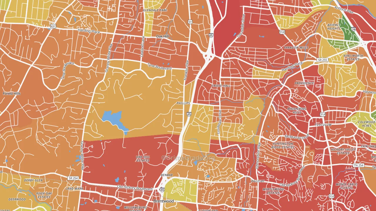 37220, TN Map of Drug-Related Crime Rates