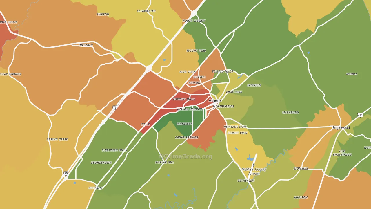 37303, TN Map of Drug-Related Crime Rates