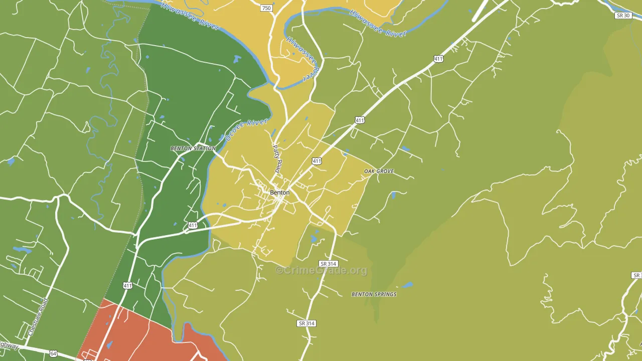 37307, TN Map of Drug-Related Crime Rates