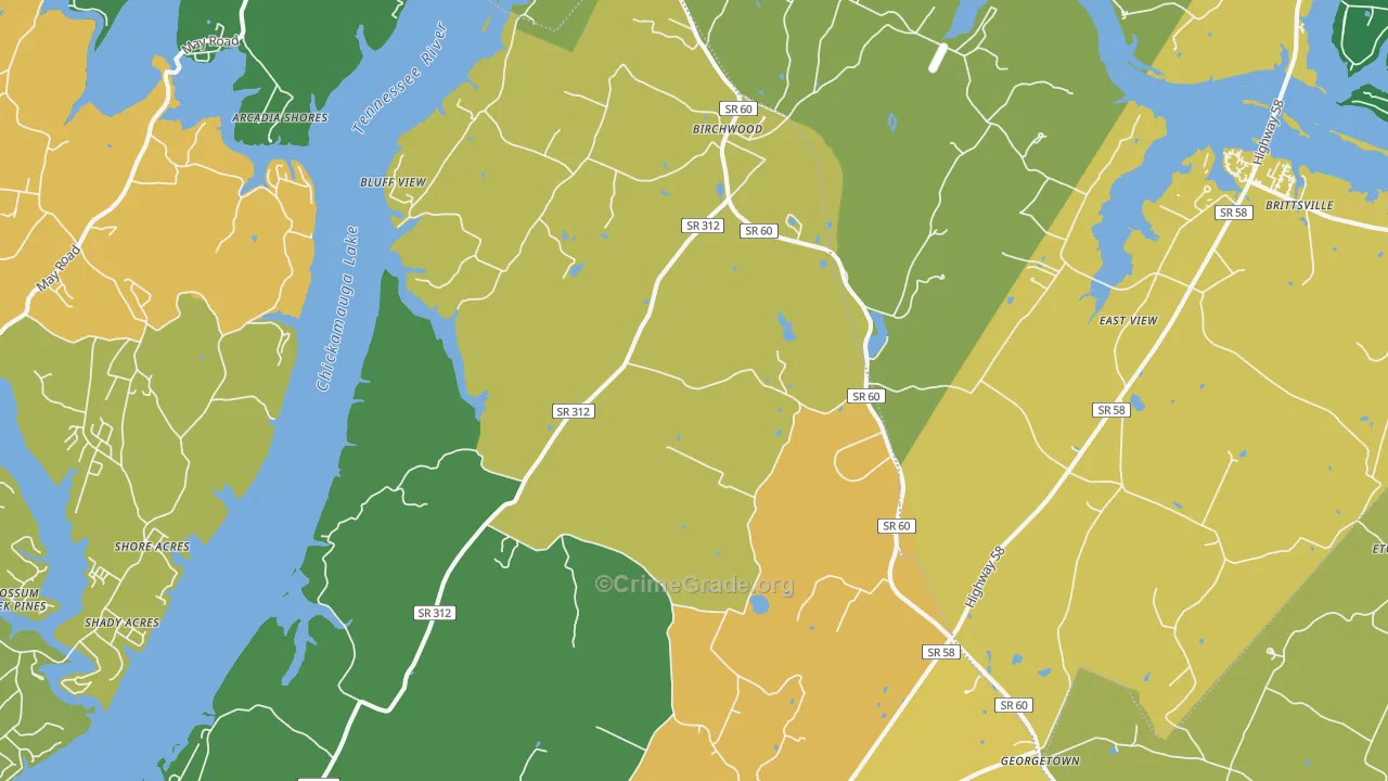 37308, TN Map of Drug-Related Crime Rates