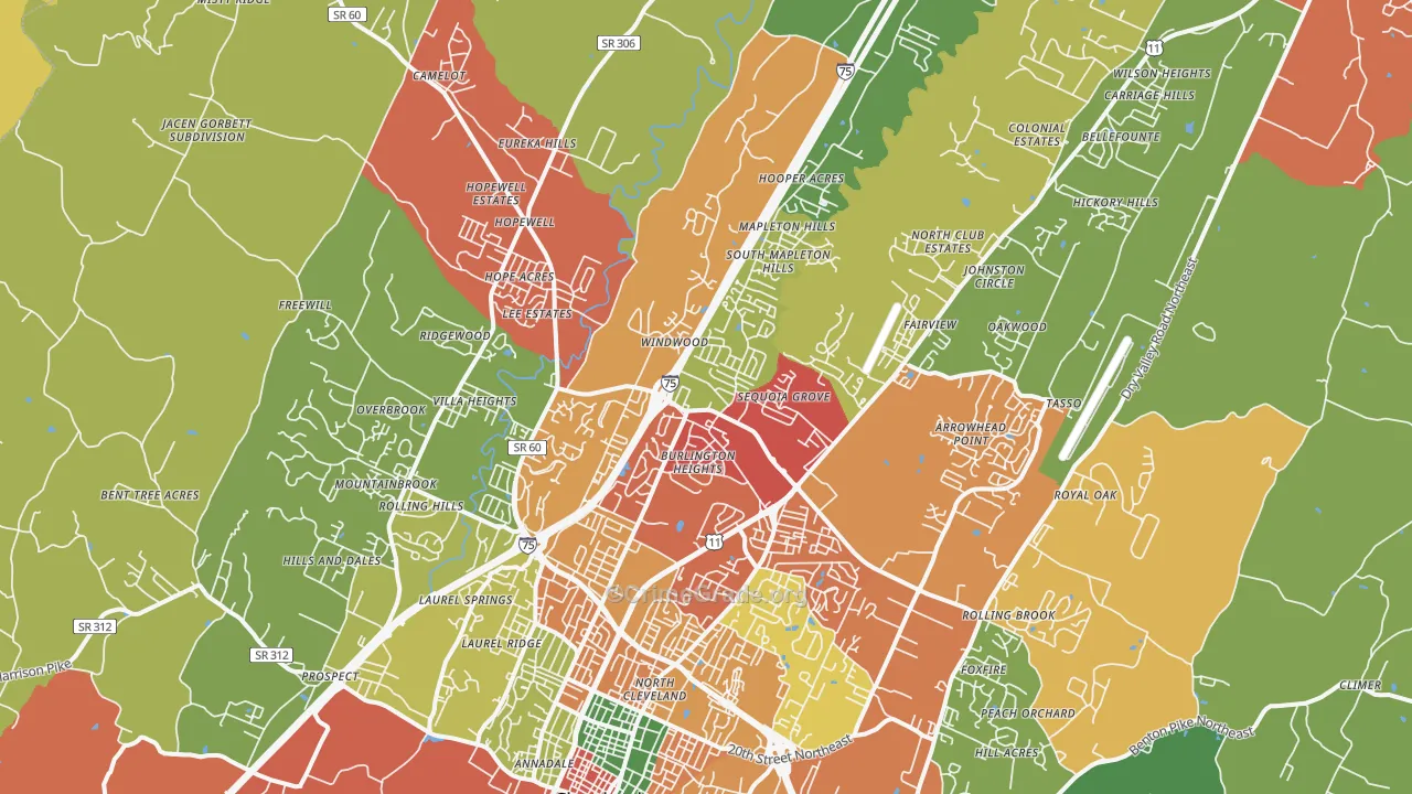 37312, TN Map of Drug-Related Crime Rates