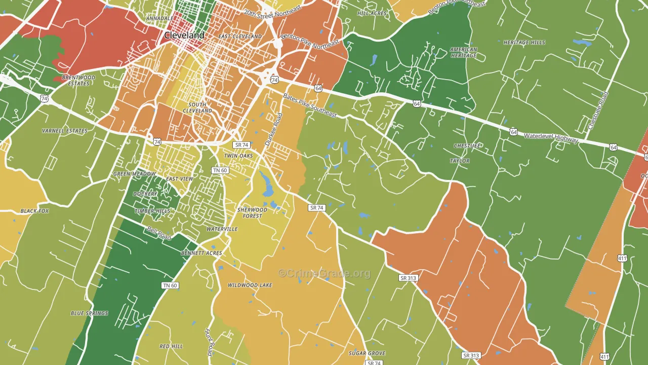 37323, TN Map of Drug-Related Crime Rates