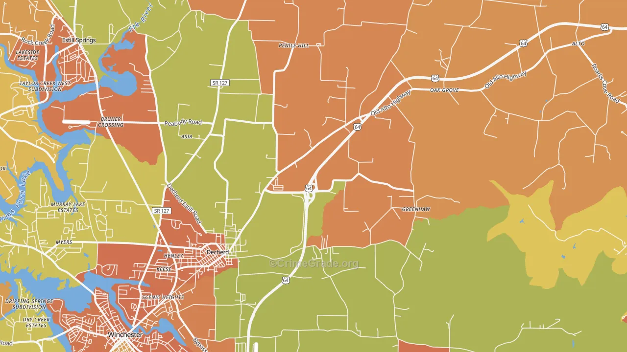37324, TN Map of Drug-Related Crime Rates