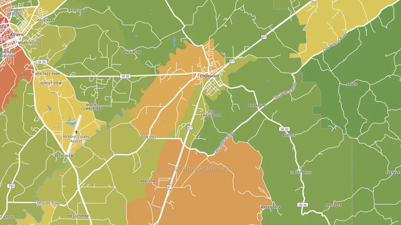 37329, TN Map of Drug-Related Crime Rates