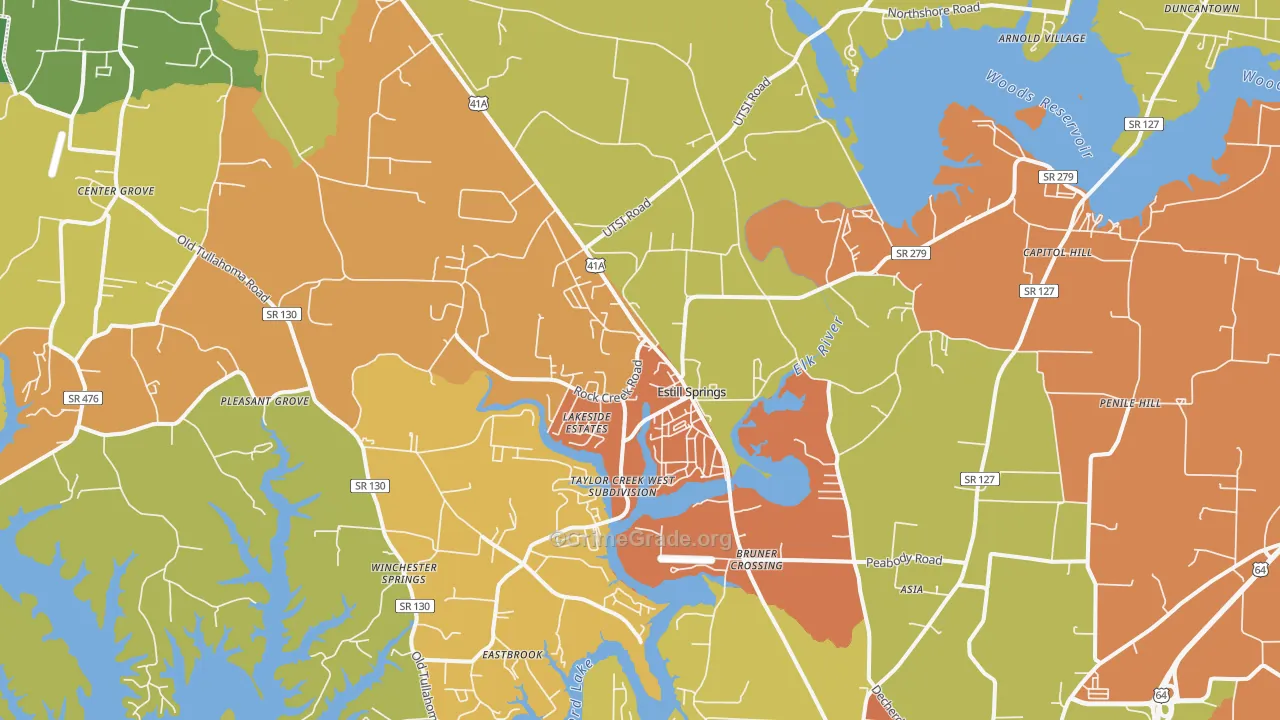 37330, TN Map of Drug-Related Crime Rates