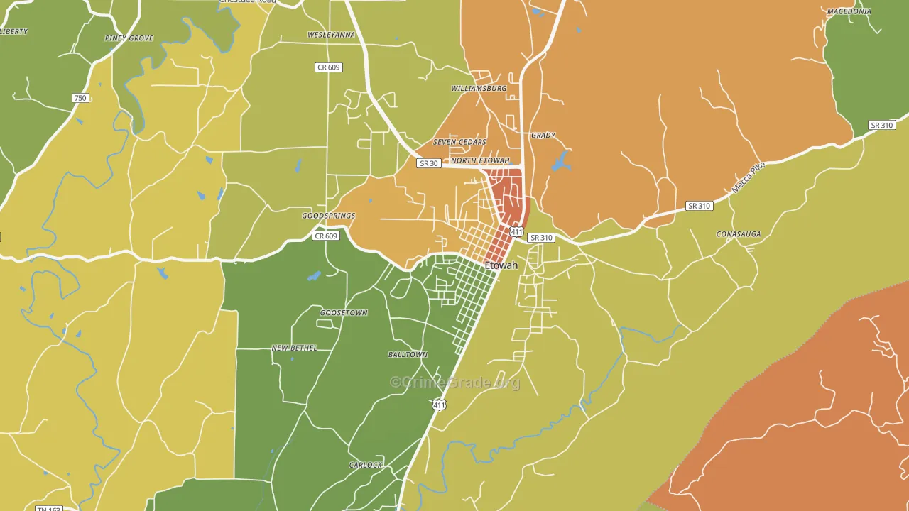 37331, TN Map of Drug-Related Crime Rates