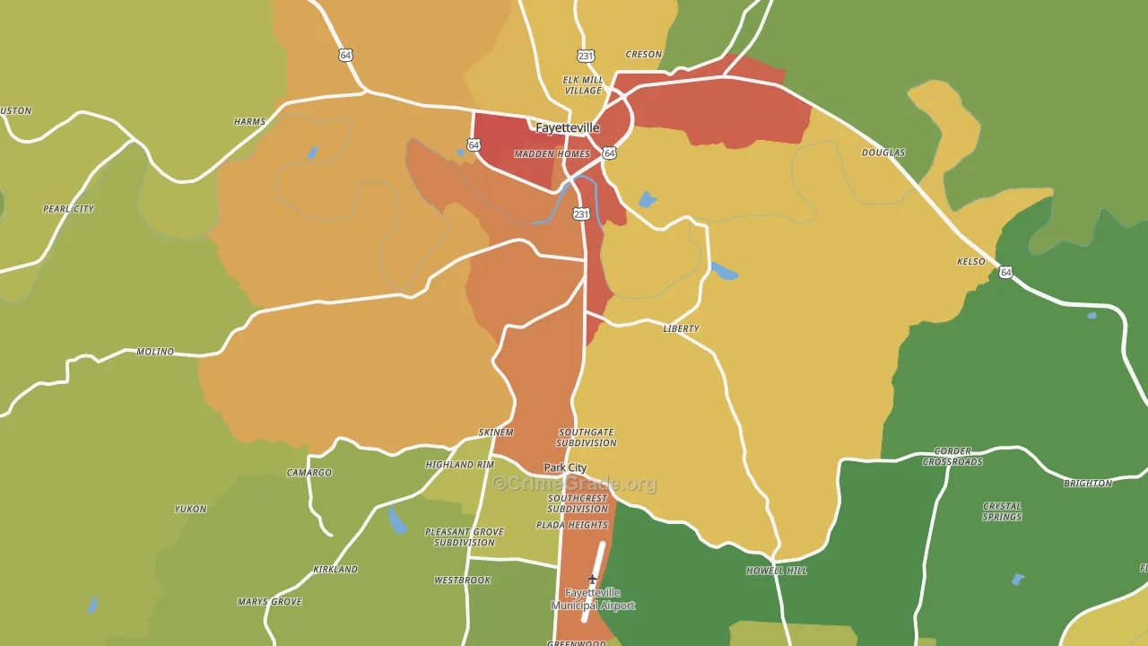 37334, TN Map of Drug-Related Crime Rates
