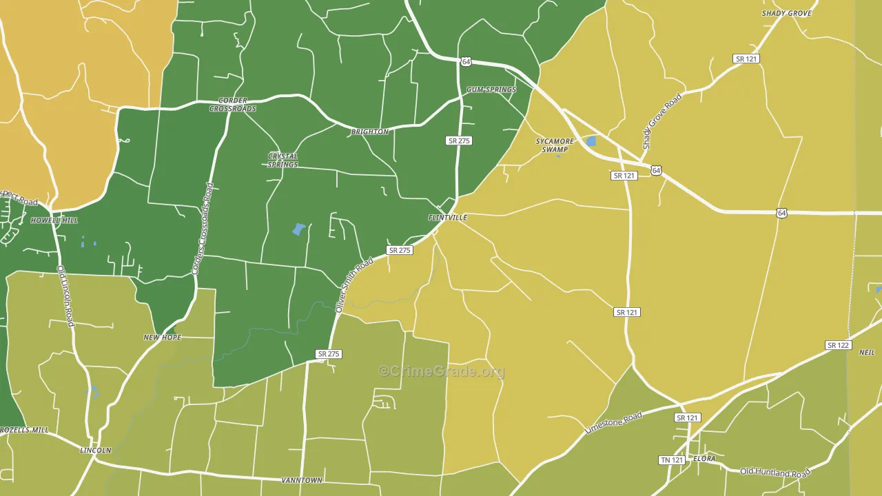 37335, TN Map of Drug-Related Crime Rates