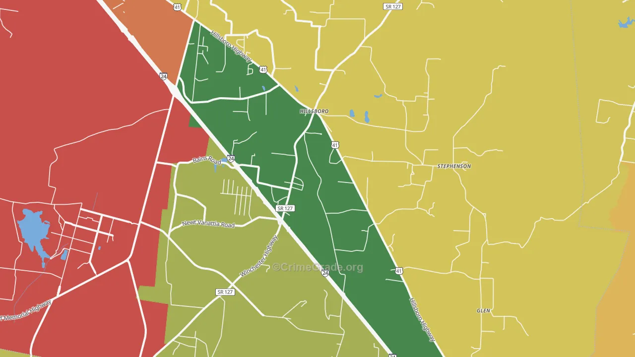37342, TN Map of Drug-Related Crime Rates