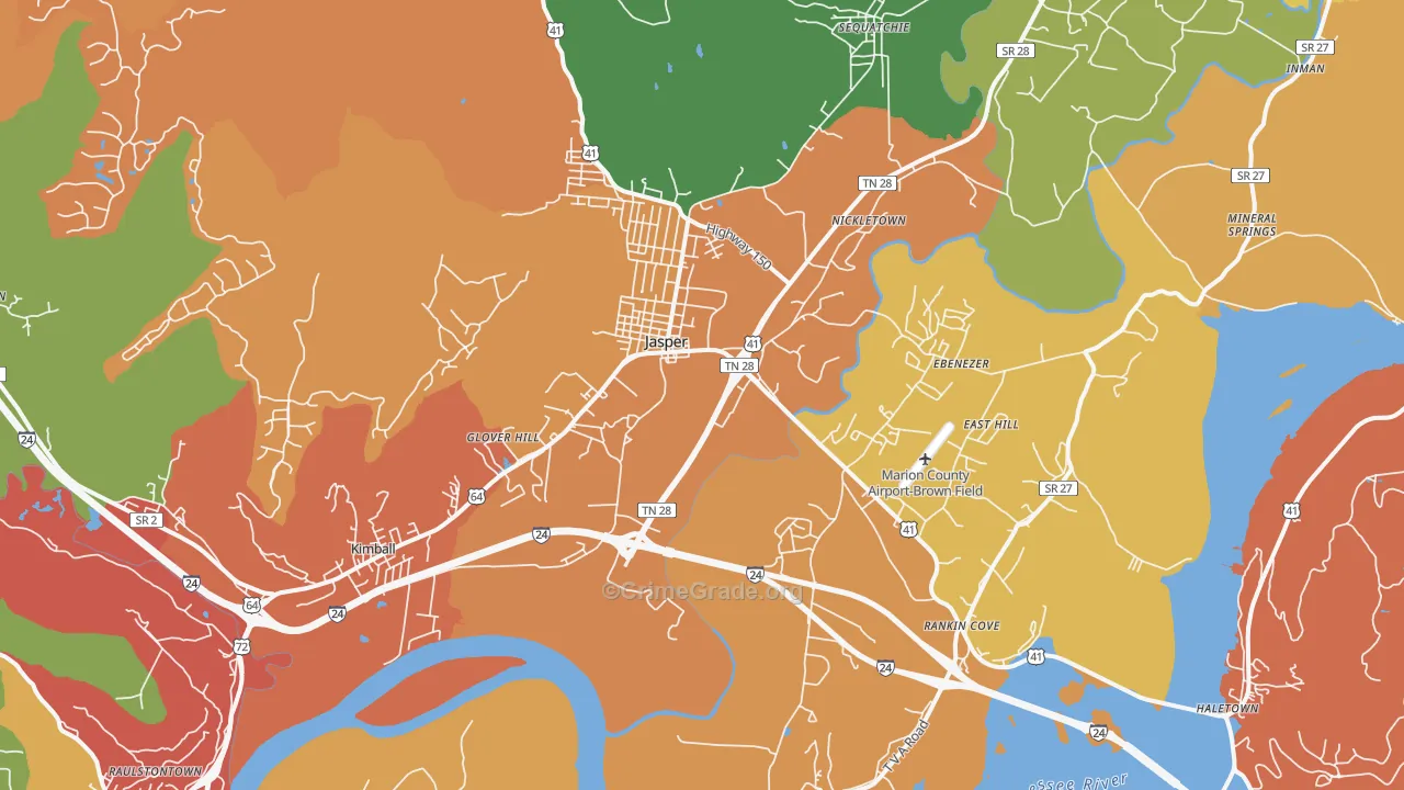 37347, TN Map of Drug-Related Crime Rates