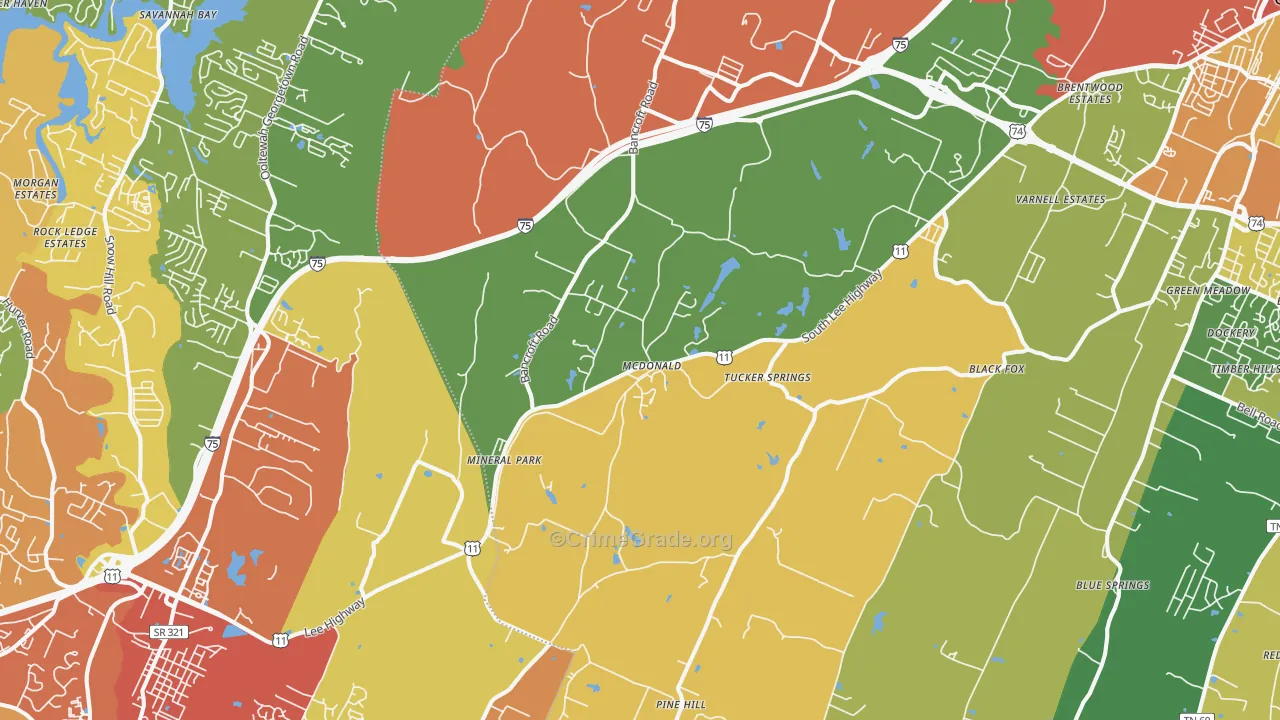 37353, TN Map of Drug-Related Crime Rates