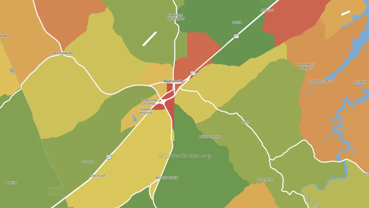 37354, TN Map of Drug-Related Crime Rates