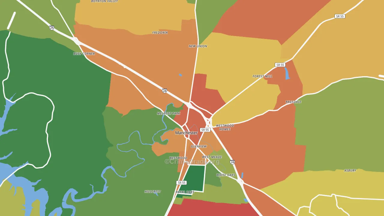 37355, TN Map of Drug-Related Crime Rates