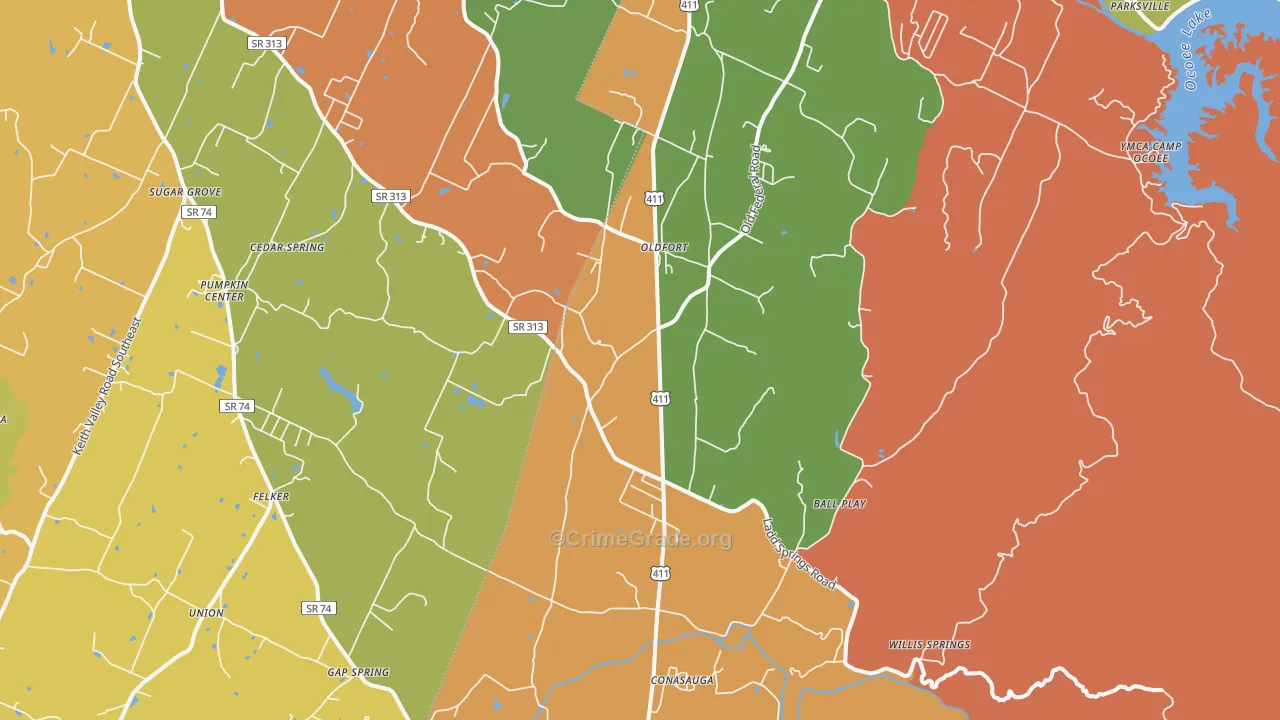 37362, TN Map of Drug-Related Crime Rates