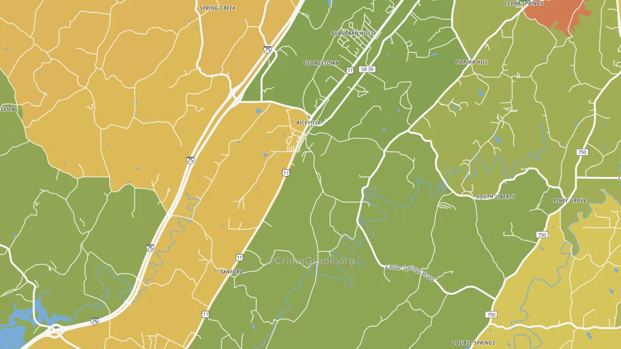 37370, TN Map of Drug-Related Crime Rates