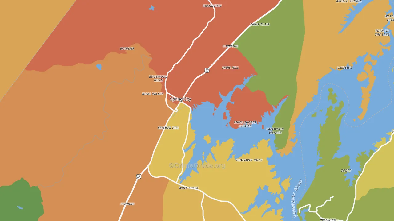 37381, TN Map of Drug-Related Crime Rates