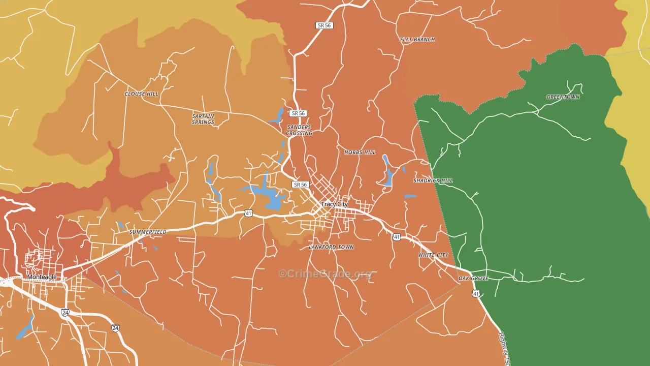 37387, TN Map of Drug-Related Crime Rates