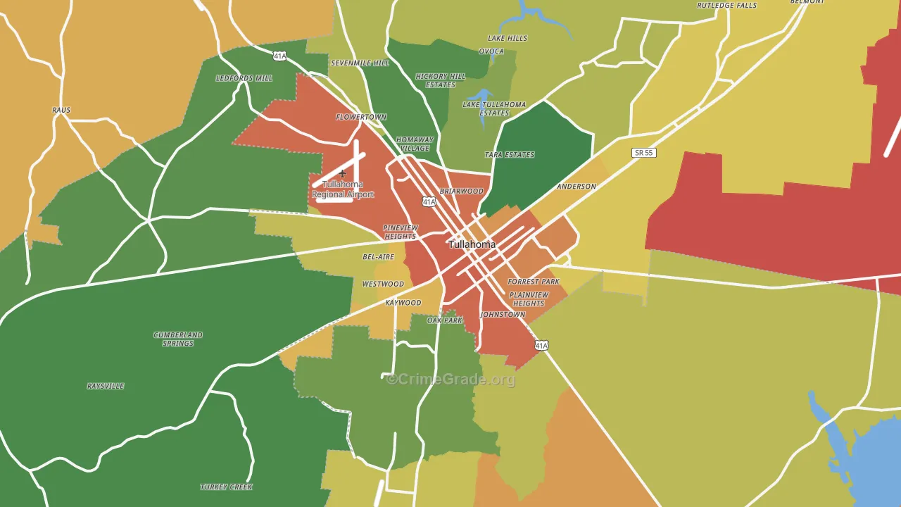 37388, TN Map of Drug-Related Crime Rates