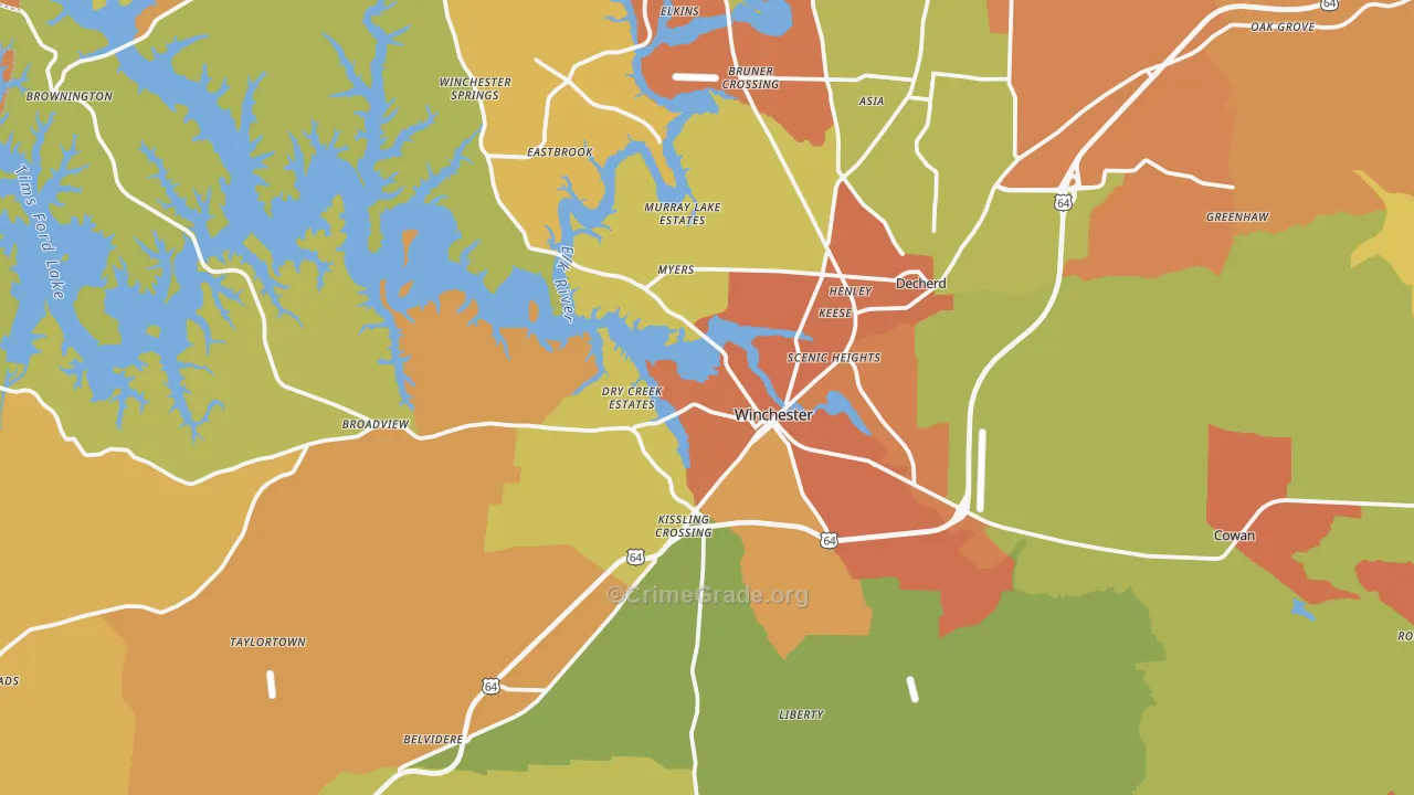 37398, TN Map of Drug-Related Crime Rates
