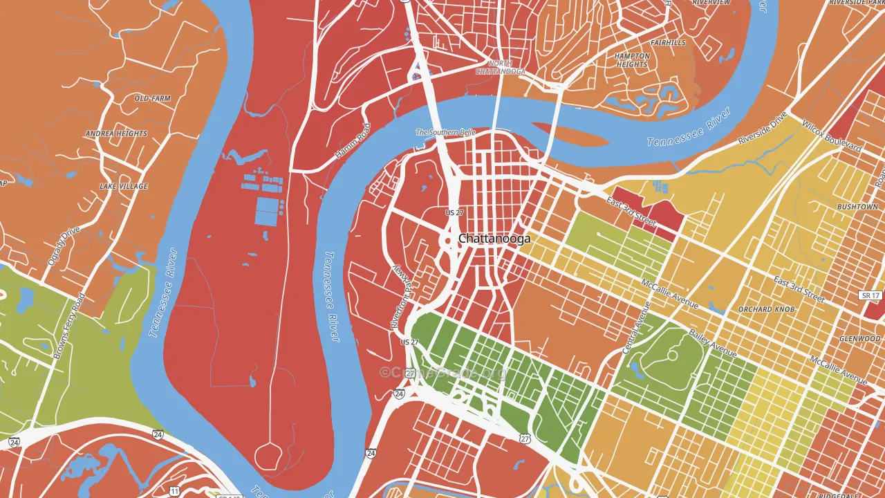 37402, TN Map of Drug-Related Crime Rates