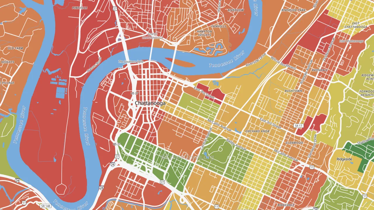37403, TN Map of Drug-Related Crime Rates