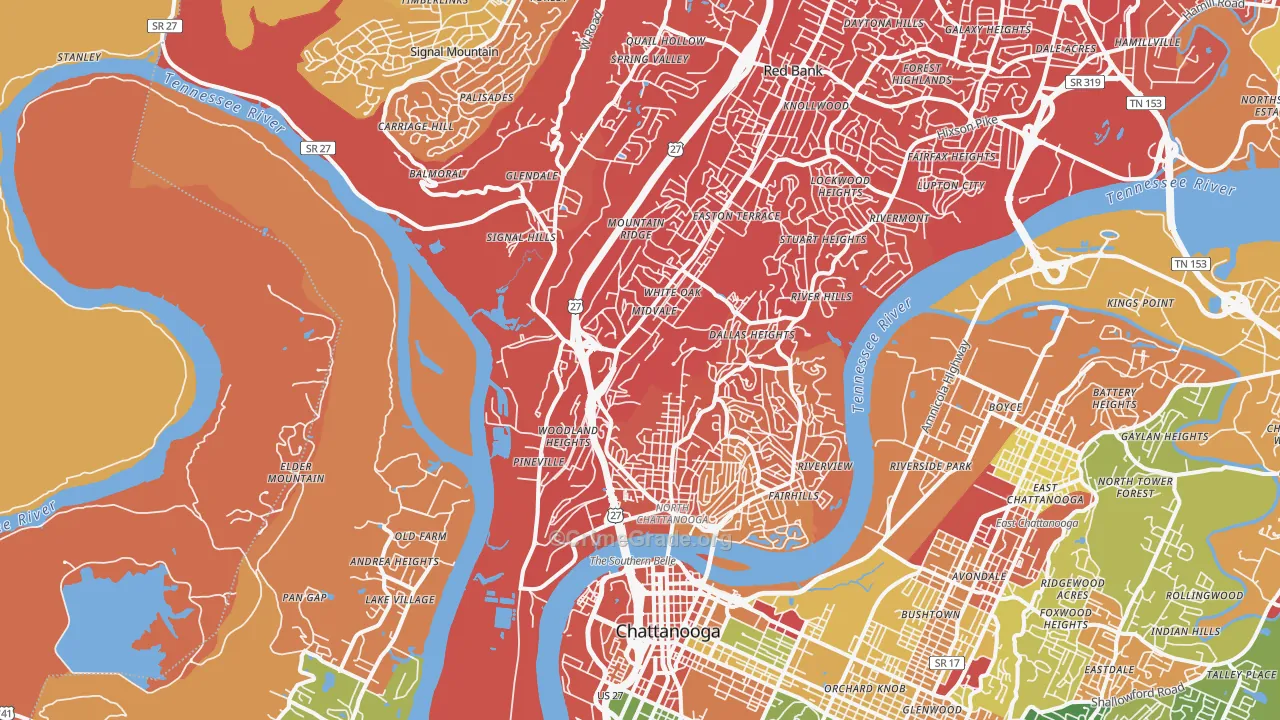 37405, TN Map of Drug-Related Crime Rates