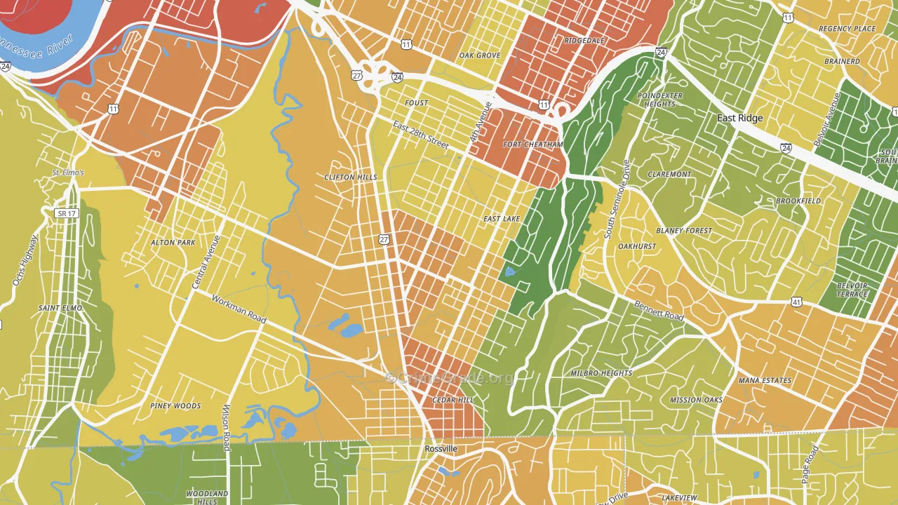 37407, TN Map of Drug-Related Crime Rates