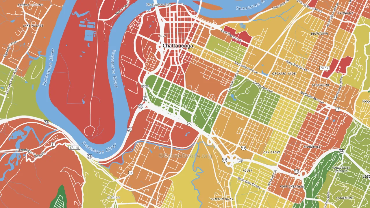 37408, TN Map of Drug-Related Crime Rates