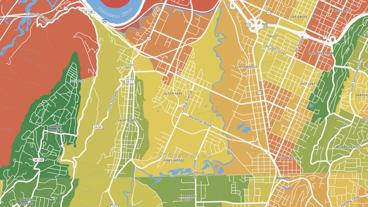 37410, TN Map of Drug-Related Crime Rates