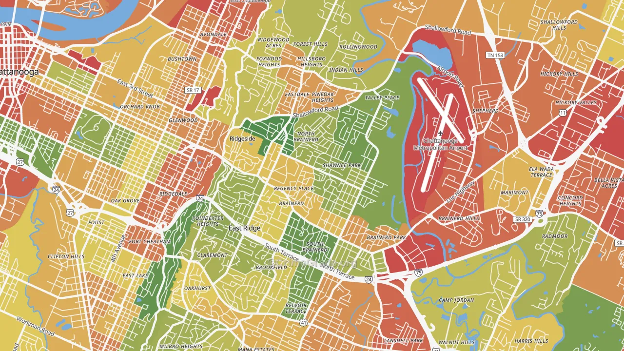 37411, TN Map of Drug-Related Crime Rates