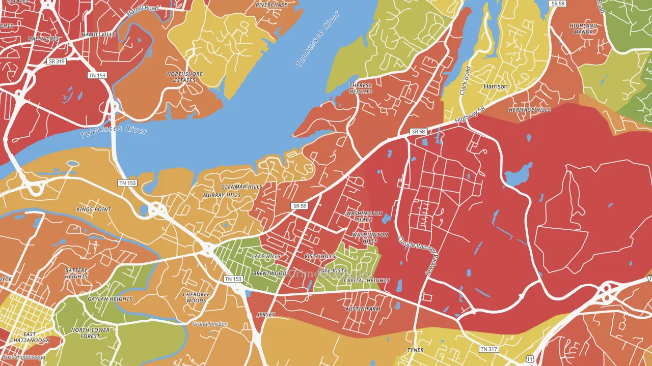 37416, TN Map of Drug-Related Crime Rates