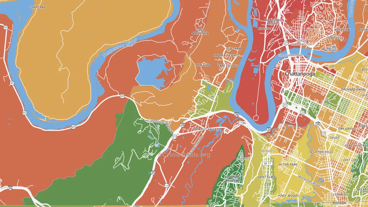 37419, TN Map of Drug-Related Crime Rates