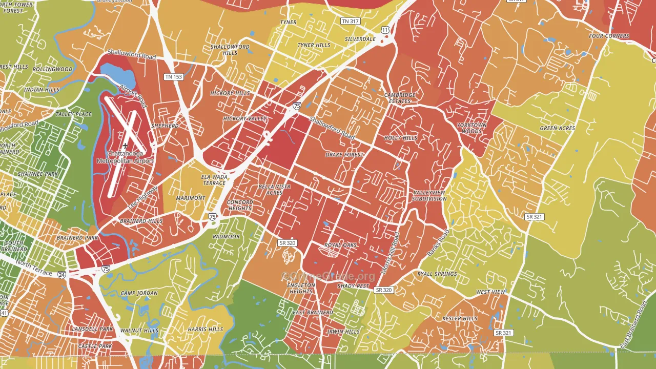 37421, TN Map of Drug-Related Crime Rates