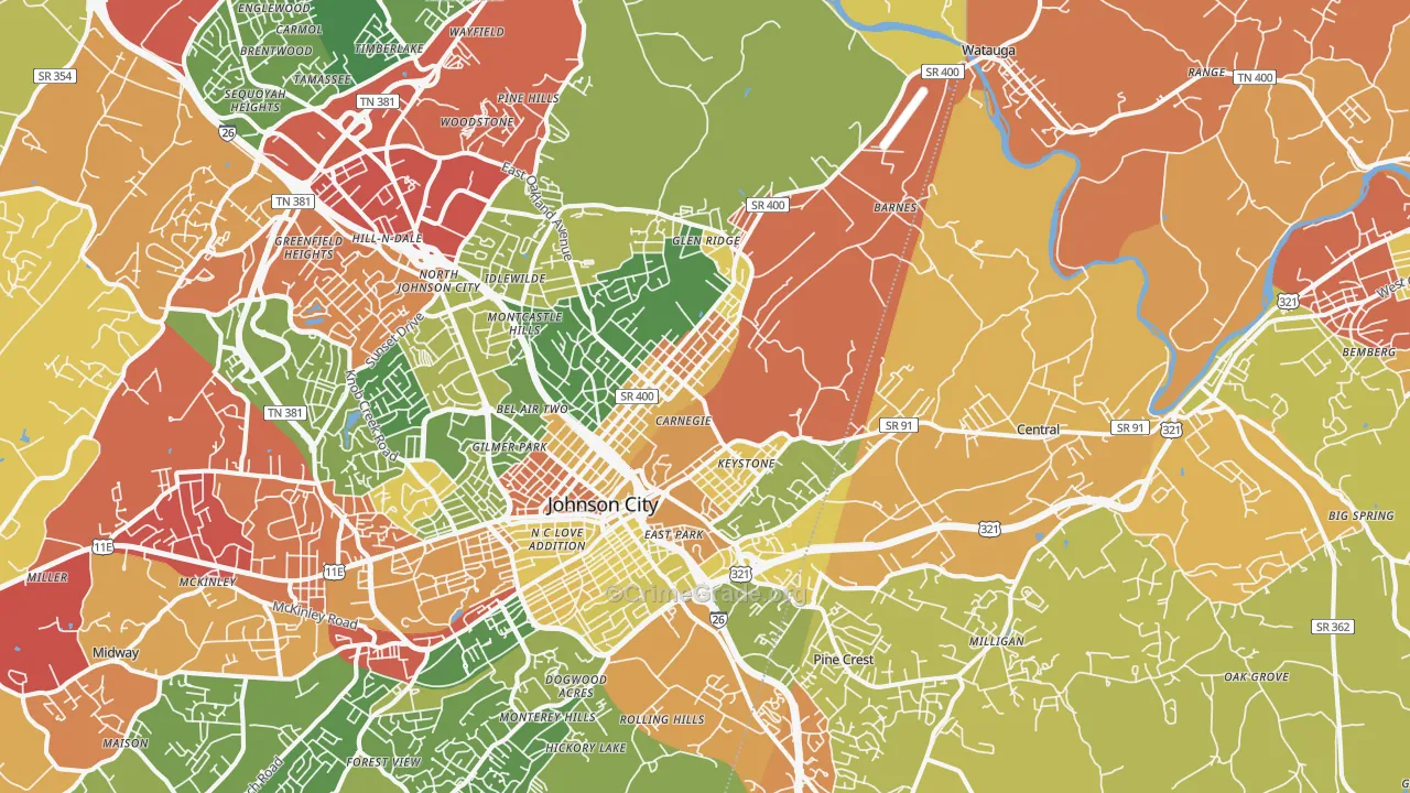 37601, TN Map of Drug-Related Crime Rates