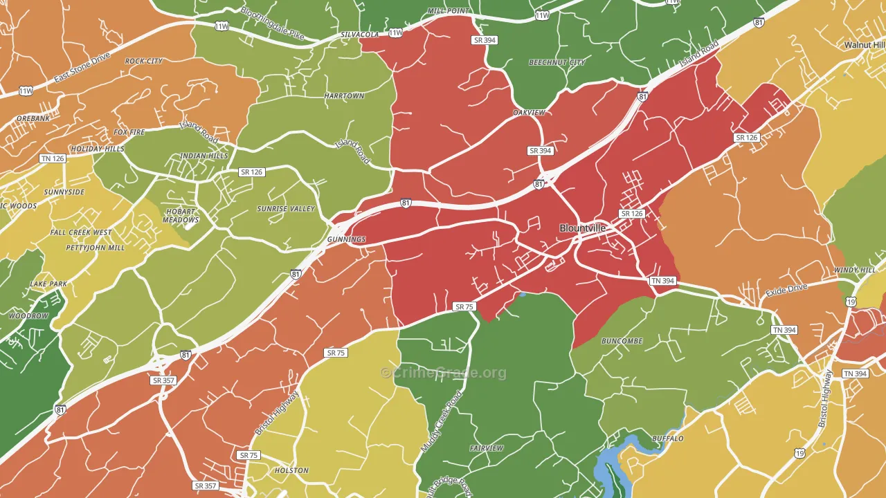 37617, TN Map of Drug-Related Crime Rates