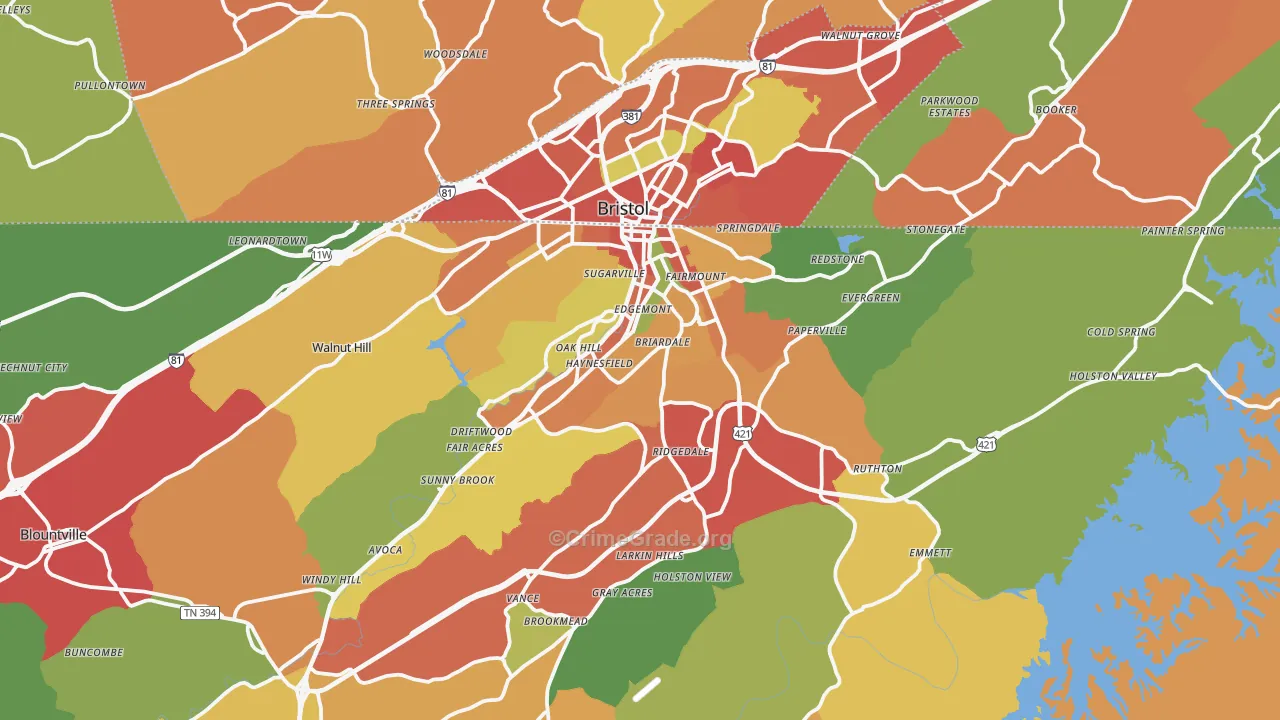 37620, TN Map of Drug-Related Crime Rates